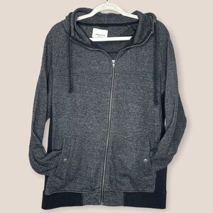Paper Denim & Cloth black heather grey cotton zip up jacket‎